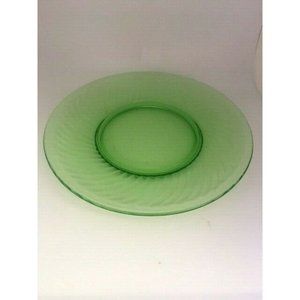 Uranium Optic Swirl Green Vaseline Depression Glass 8" Plate Set of 5
